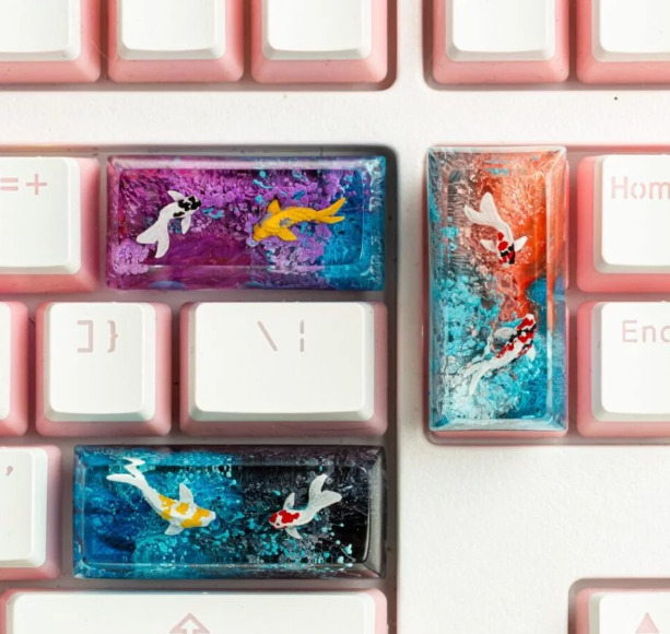 Diverse custom Koi keycaps from Hirosart 