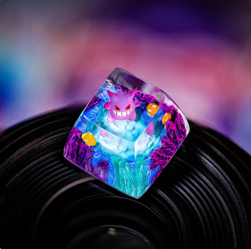 Creepy Gengar Pokemon Keycap  with vivid colors and creepy details
