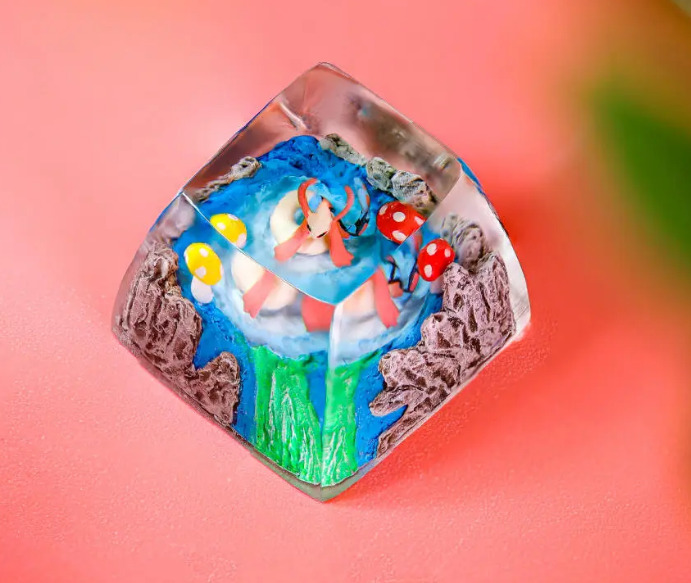 1u Milotic Pokemon Keycap brings elegance to your keyboard with its graceful design