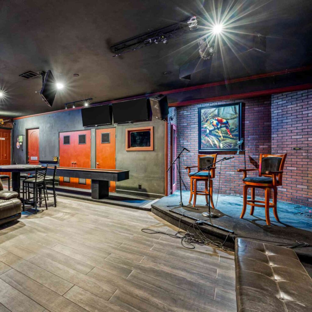 37+ Best Basement Game Room Ideas For Your Space 32 Led lights and a mini stage bring a real concert-like feel