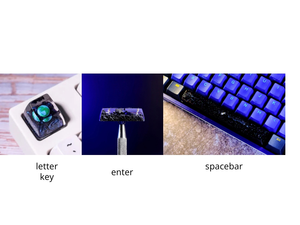 Hirosart's galaxy keycaps are available in various sizes