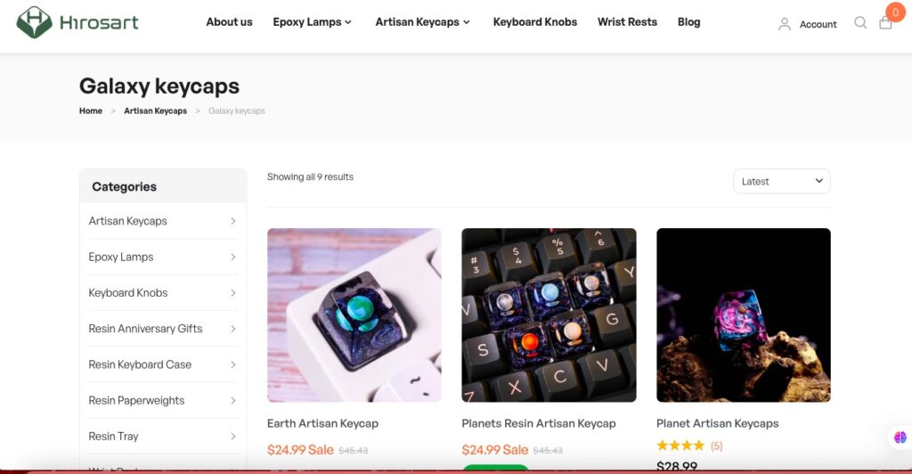 Exploring various galaxy keycaps  