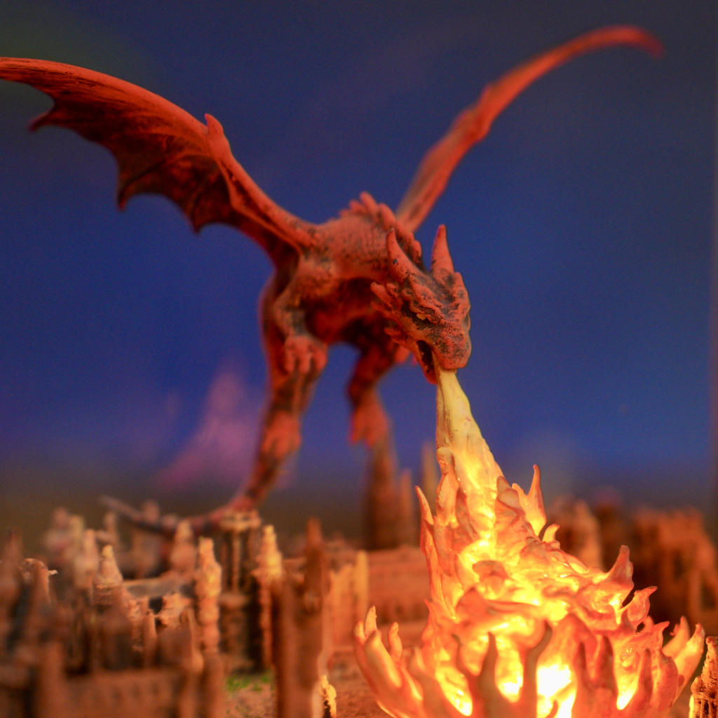 Fantasy Dragon Breathing Fire on City Lamp 10 Fantasy Dragon Breathing Fire on City Lamp