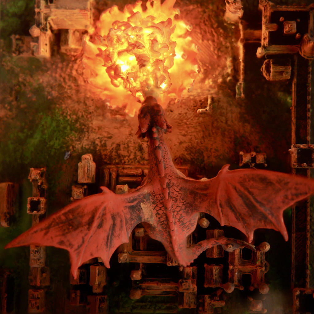 Fantasy Dragon Breathing Fire on City Lamp 9 Fantasy Dragon Breathing Fire on City Lamp