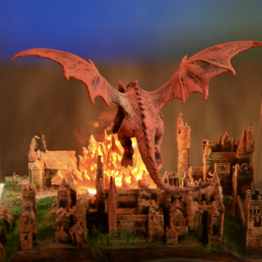 Fantasy Dragon Breathing Fire on City Lamp 7 Fantasy Dragon Breathing Fire on City Lamp