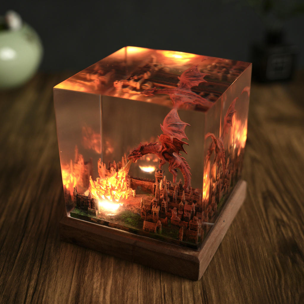 Fantasy Dragon Breathing Fire on City Lamp 5 Fantasy Dragon Breathing Fire on City Lamp