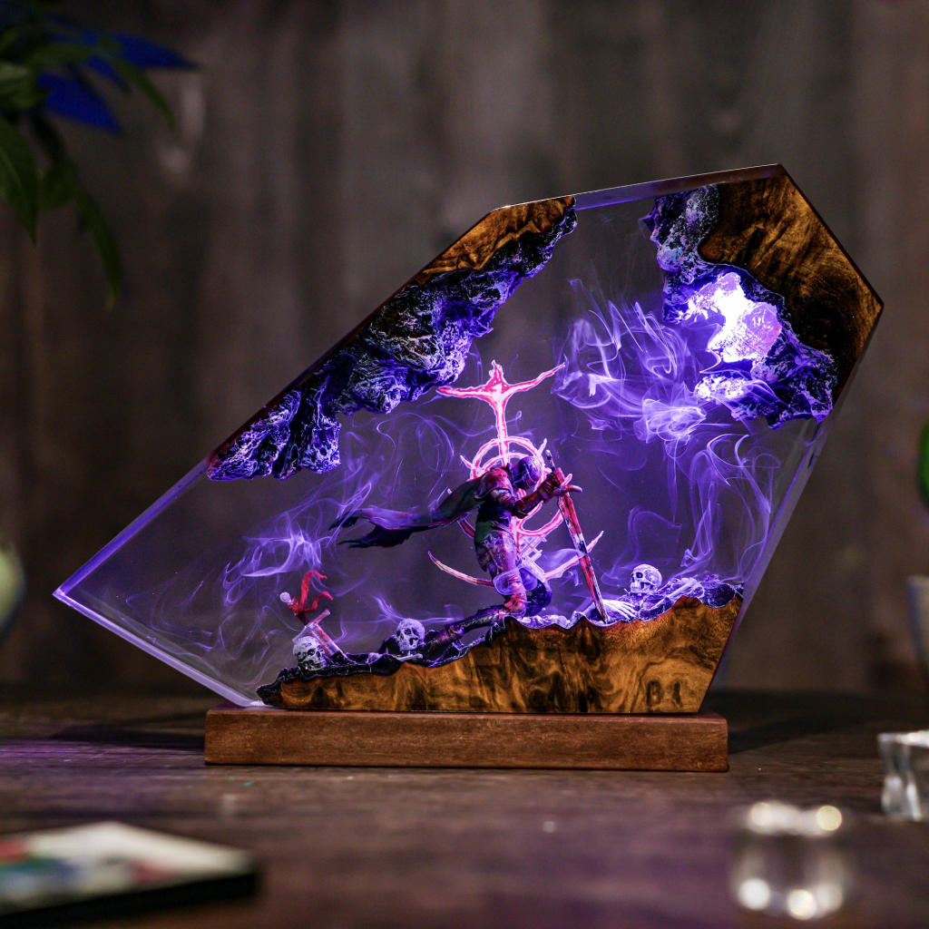 Medieval Knight Kneeling Lamp Ver 3 4 Elden Ring LED Night Light
