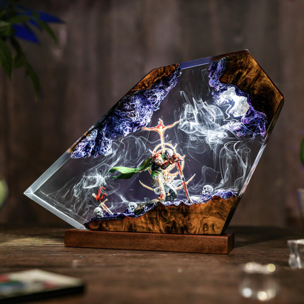 Medieval Knight Kneeling Lamp Ver 3 7 Elden Ring LED Night Light