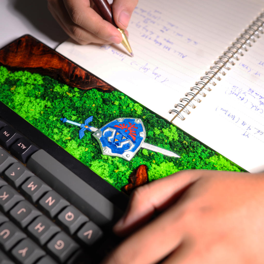 Zelda Hylian Shield And Master Sword Wrist Rest 1 Handmade zelda resin wrist rest