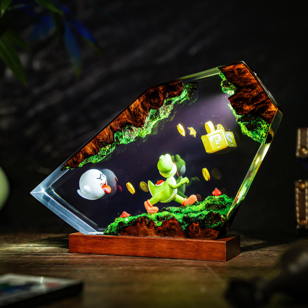 Boo-And-Yoshi-Super-Mario-Lamp (7) Super mario diorama lamp