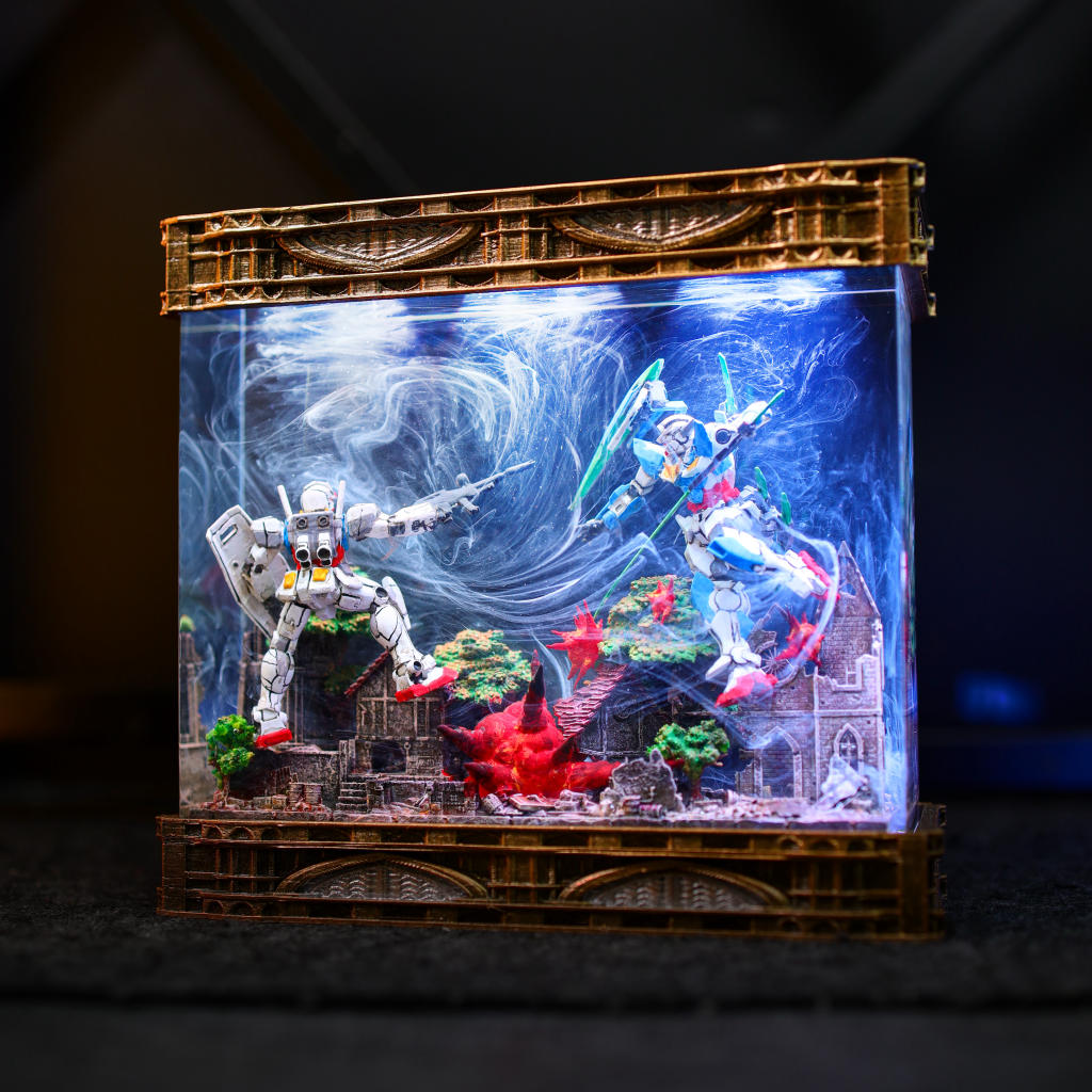 RX-78-2 Gundam Battle Diorama Lamp 14 Gundam battle resin diorama