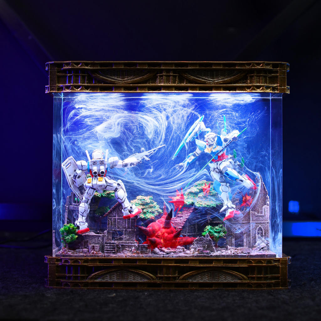 RX-78-2 Gundam Battle Diorama Lamp 12 Gundam battle resin diorama
