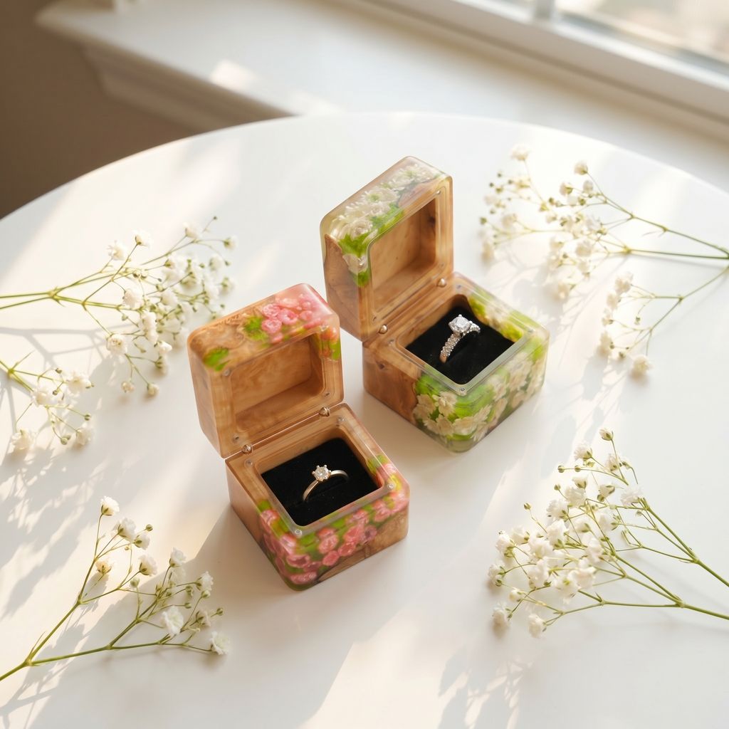 Daisy Flower Ring Box 5 Handmade Flower Ring Holder