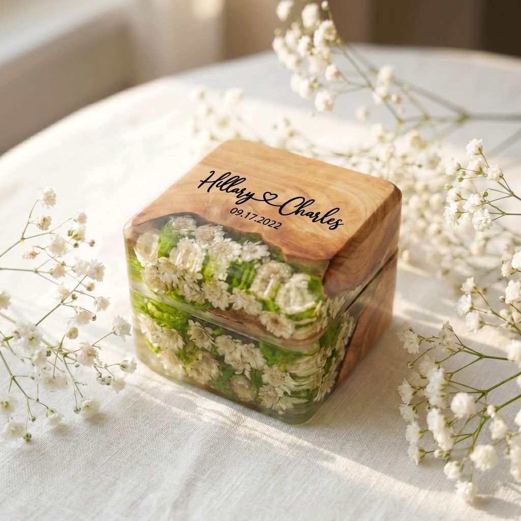 Daisy Flower Ring Box 7 Floral Jewelry Gift Box