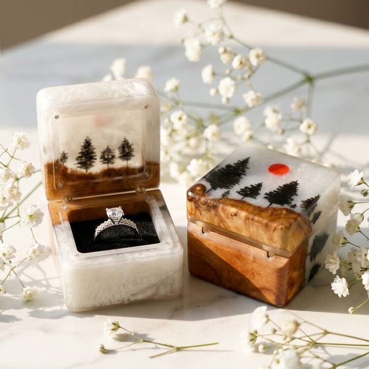 Pine Forest Engagement Ring Box 5 Wooden Engagement Ring Holder Case