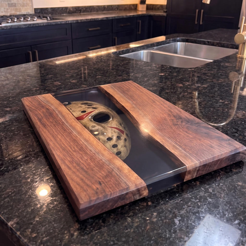 Classic Halloween Slashers Resin Serving Board 4 Jason Voorhees Mask Halloween Serving Tray