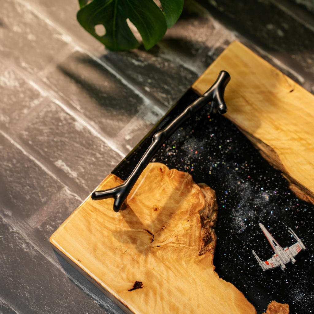 Star Wars Spaceship Serving Tray 8 Galaxy Resin Walnut Tray
