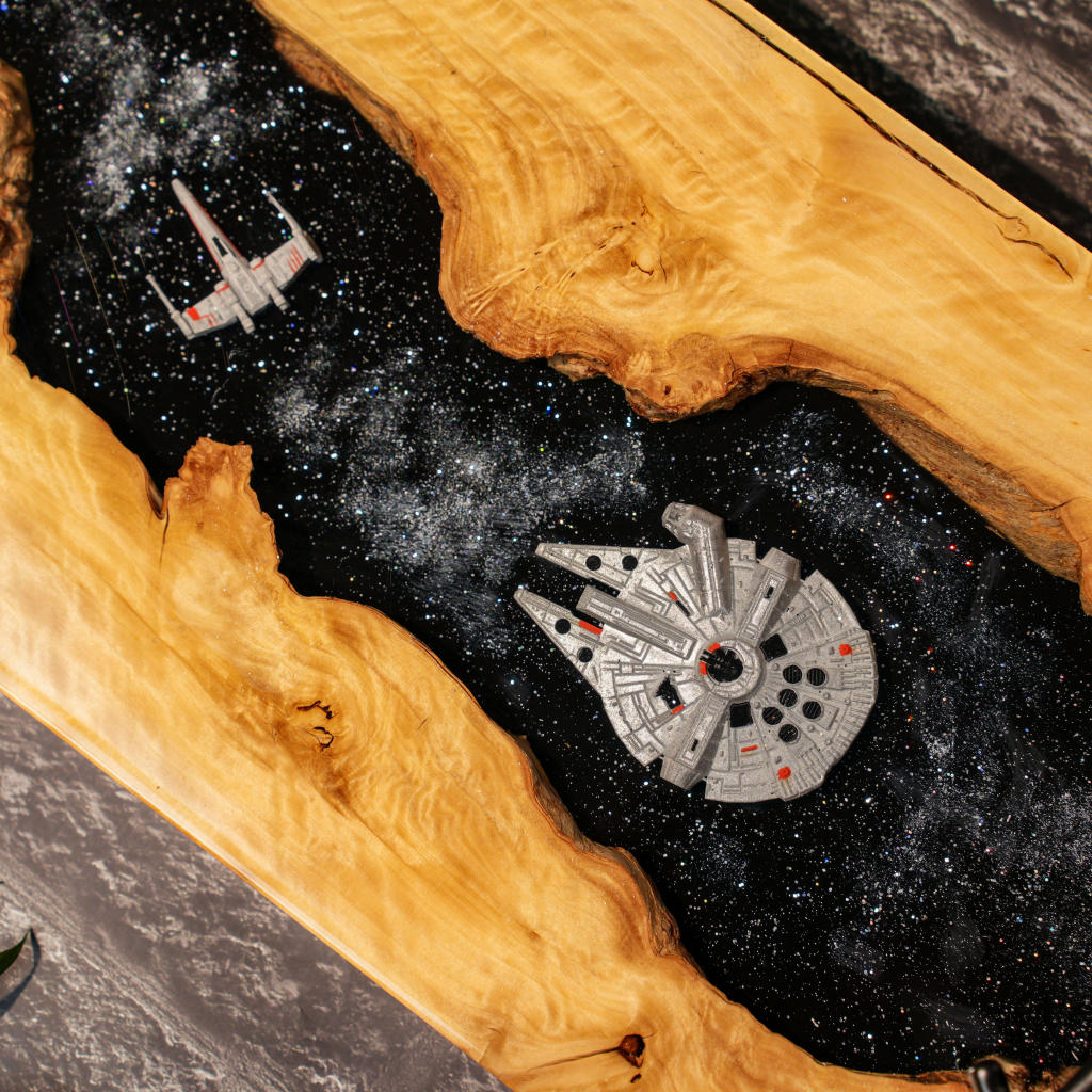 Star Wars Spaceship Serving Tray 9 Galaxy Resin Walnut Tray