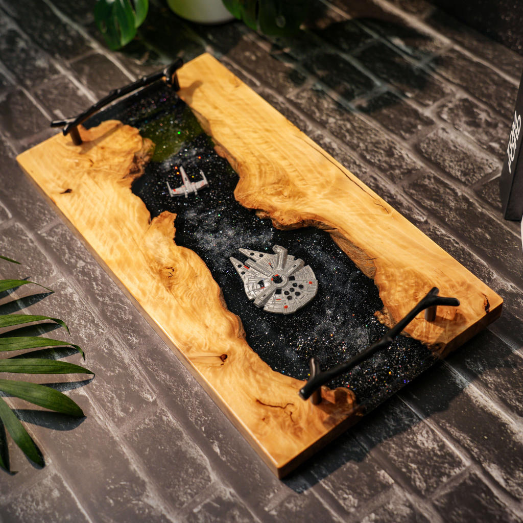 Star Wars Spaceship Serving Tray 1 Galaxy Resin Walnut Tray