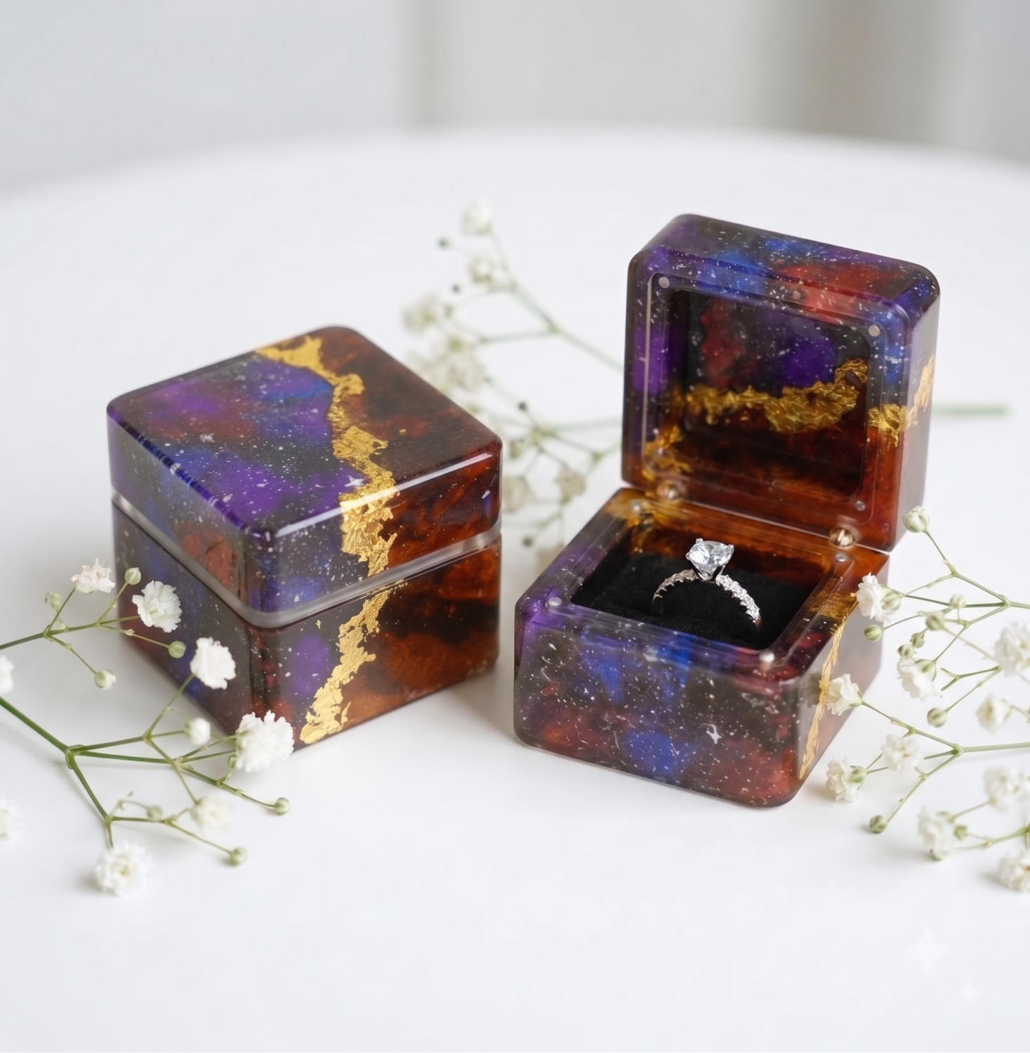 Galaxy Resin Ring Box 3 Galaxy Resin Ring Box