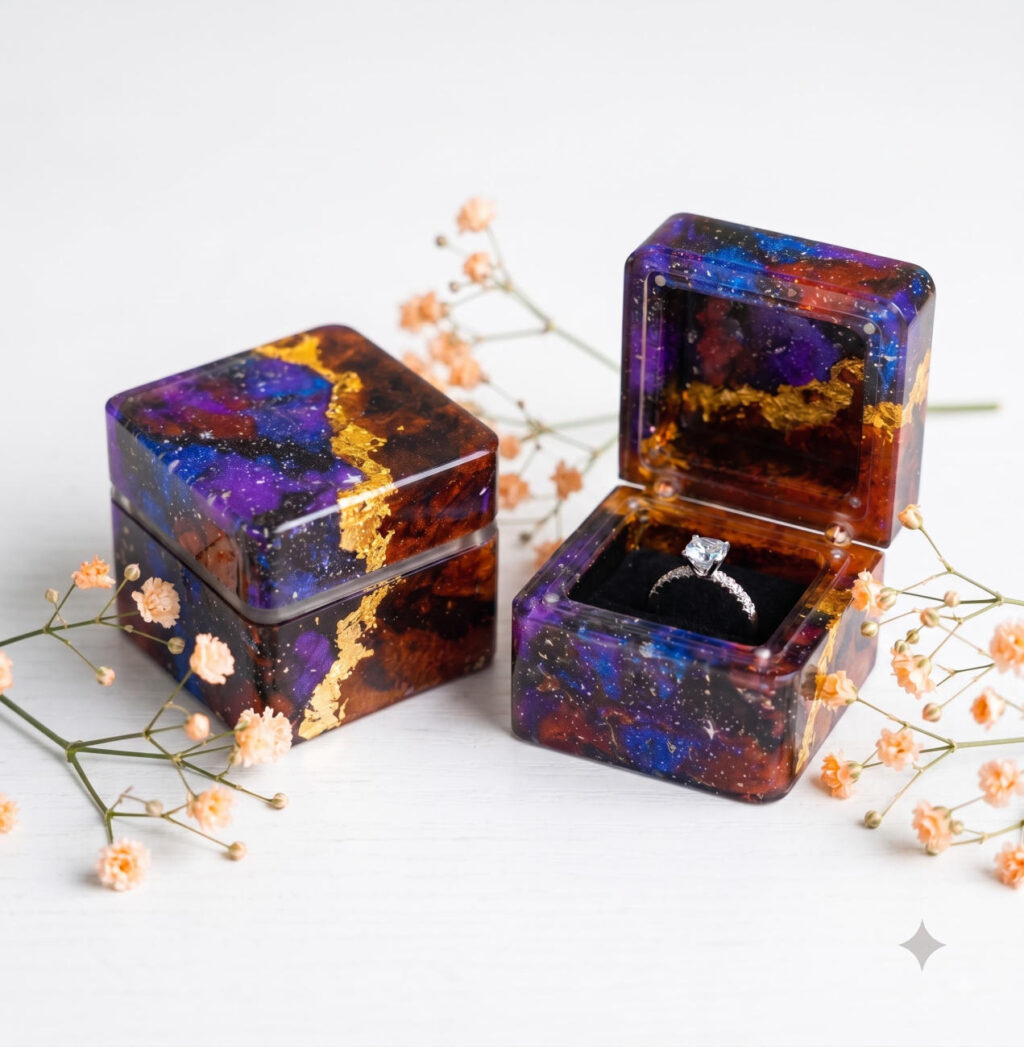 Galaxy Resin Ring Box 4 Galaxy Resin Ring Box