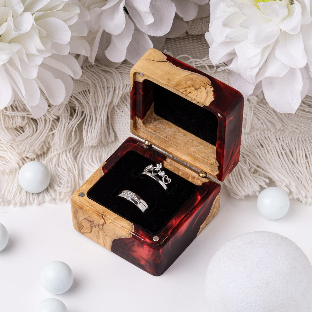 Square Resin Double Ring Box 20 Square Resin Double Ring Box