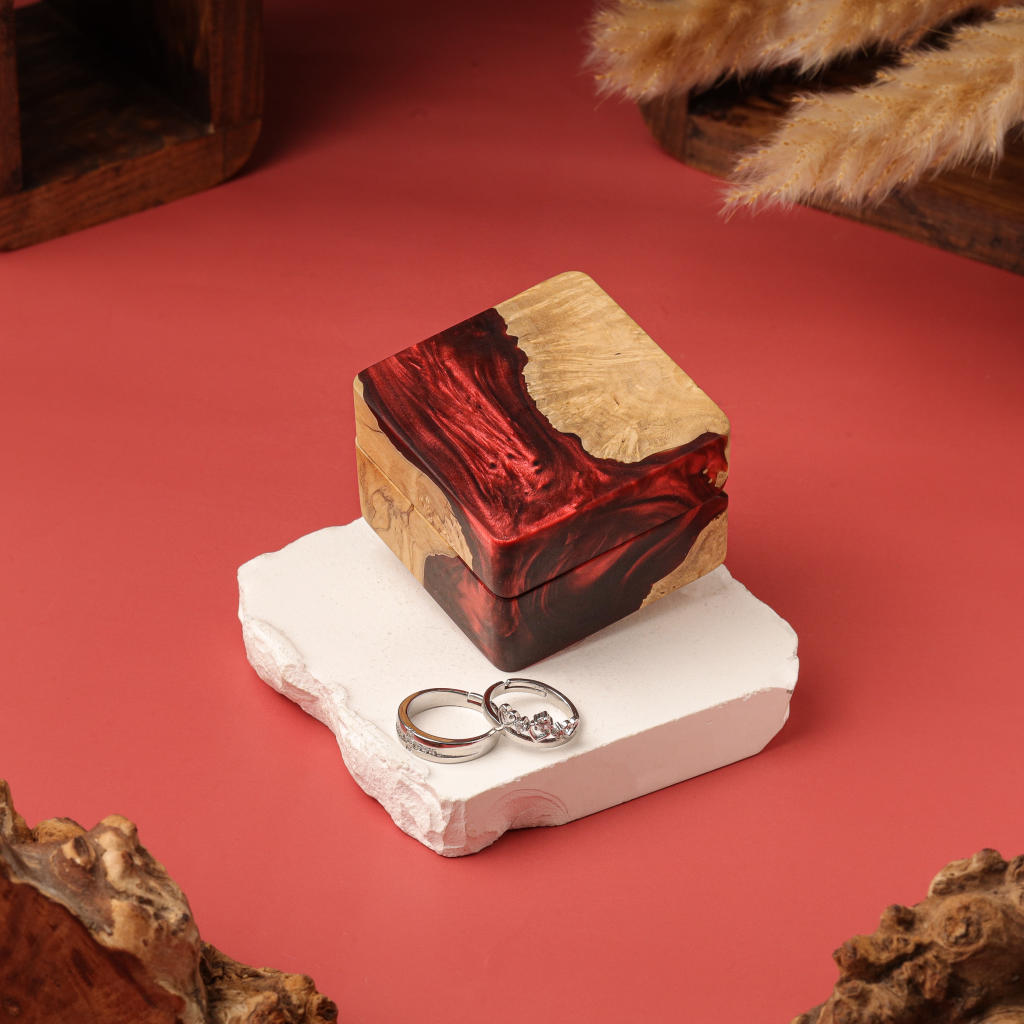 Square Resin Double Ring Box 14 Square Resin Double Ring Box