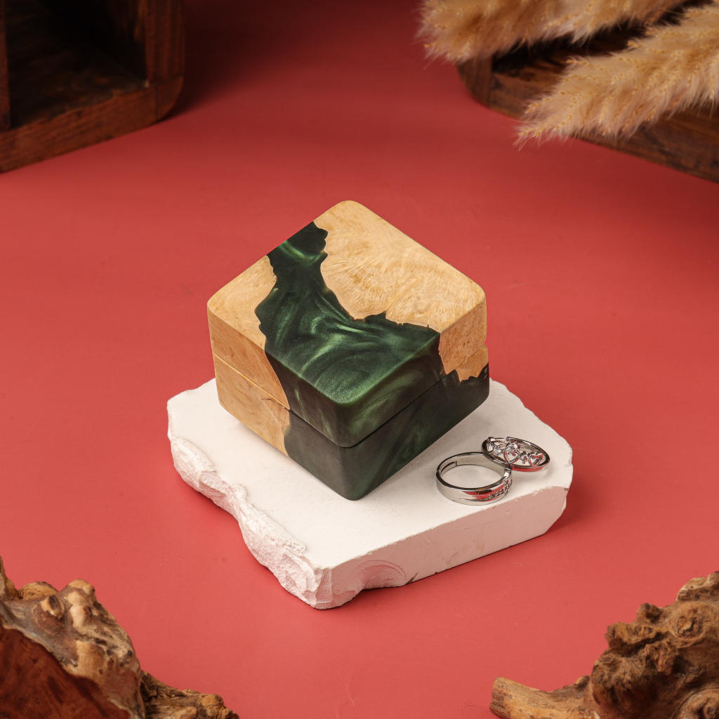 Square Resin Double Ring Box 16 Square Resin Double Ring Box