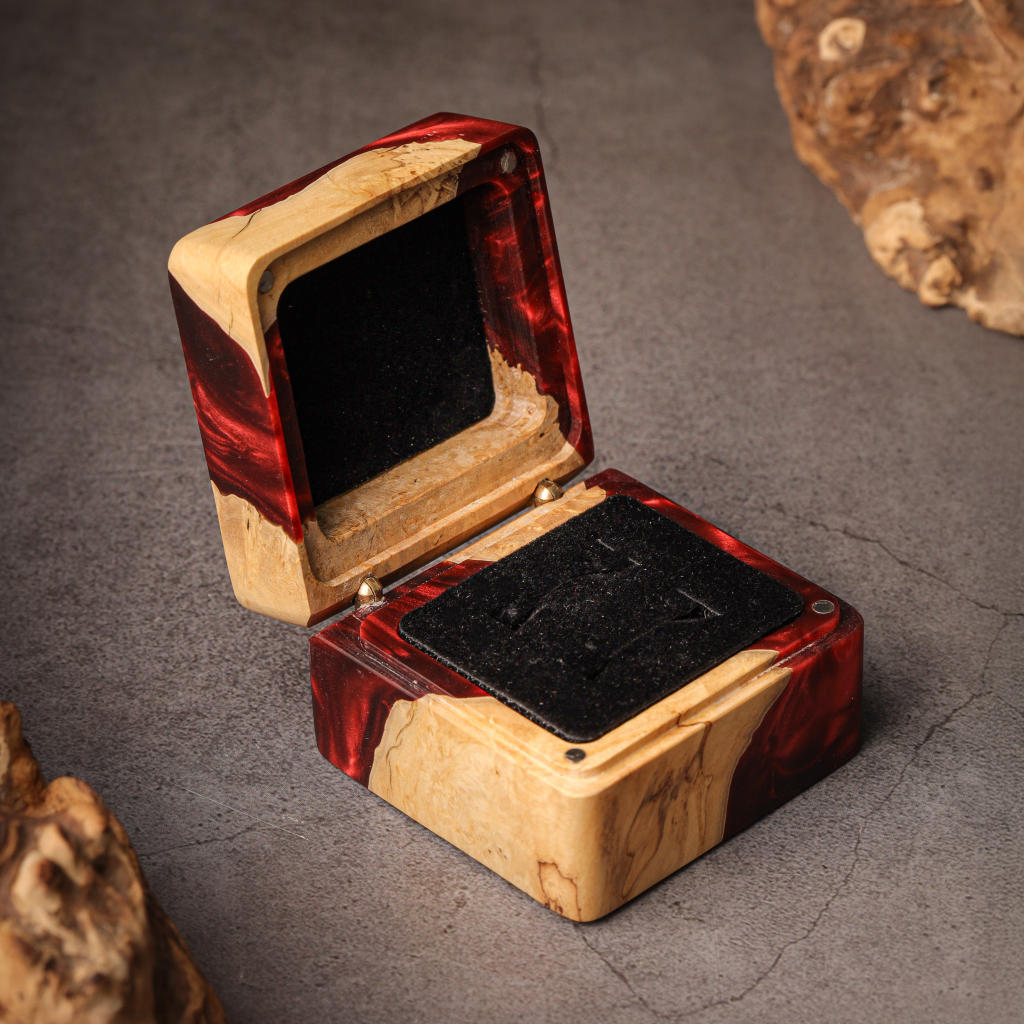 Square Resin Double Ring Box 3 Square Resin Double Ring Box
