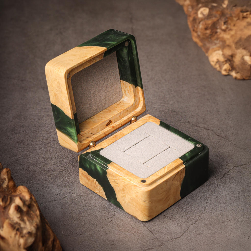 Square Resin Double Ring Box 5 Square Resin Double Ring Box
