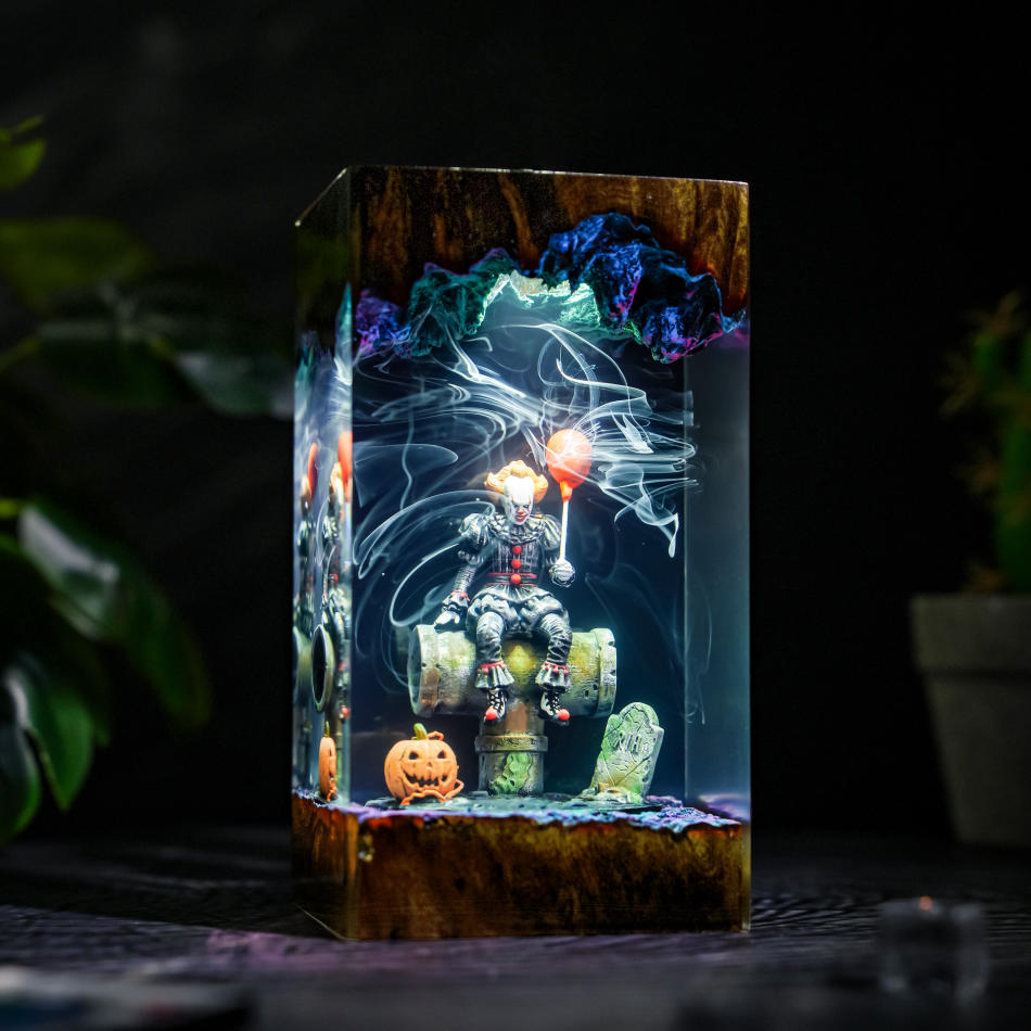Pennywise IT night lamp - side view with soft blue light